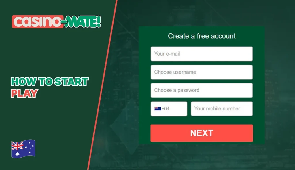Casino Mate registration form for new players